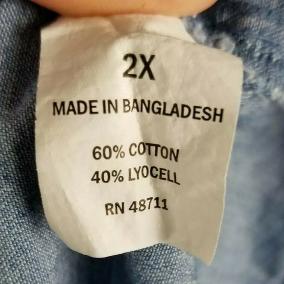 Plus Size 2X 18/20 Denim Shirt Dress Jean Chambray - Picture 6 of 6